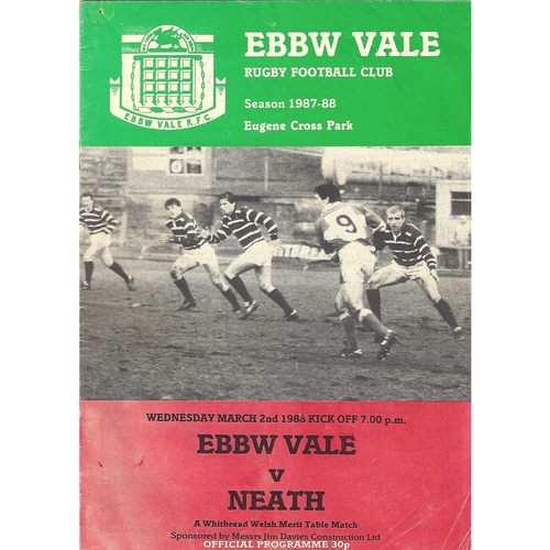 Ebbw Vale Home Rugby Union Programmes
