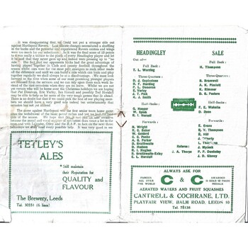1947/48 Headingley v Sale Rugby Union Programme