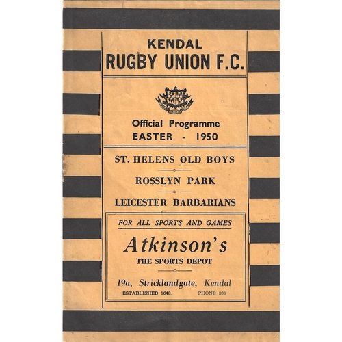 Kendal Home Rugby Union Programmes