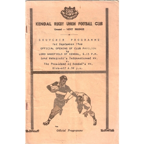 1966/67 Lord Wakefield's International XV v The President of Kendal's XV Rugby Union Programme