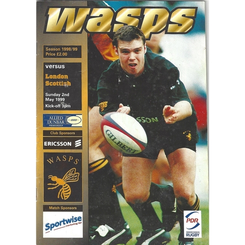 1998/99 London Wasps v London Scottish Rugby Union Programme