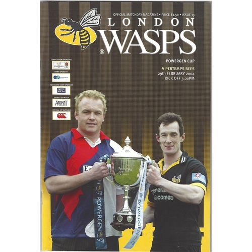 2003/04 London Wasps v Pertemps Bees Powergen Cup Quarter Final Rugby Union Programme