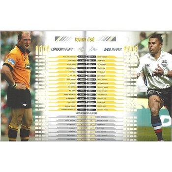2004/05 London Wasps v Sale Sharks Rugby Union Programme