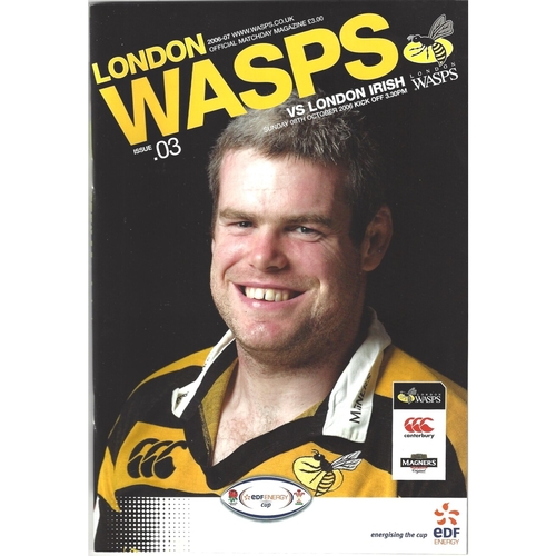 2006/07 London Wasps v London Irish EDF Energy Cup Pool Match Rugby Union Programme
