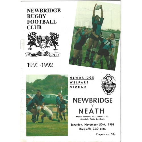 1991/92 Newbridge v Neath Rugby Union Programme