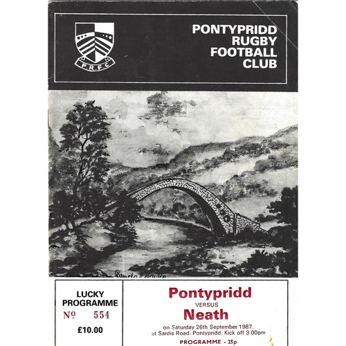 1987/88 Pontypridd v Neath Rugby Union Programme