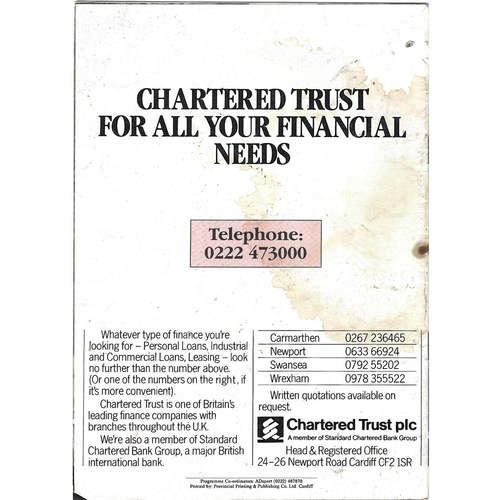 1987/88 Pontypool v Neath WRU Challenge Cup Semi Final Rugby Union Programme