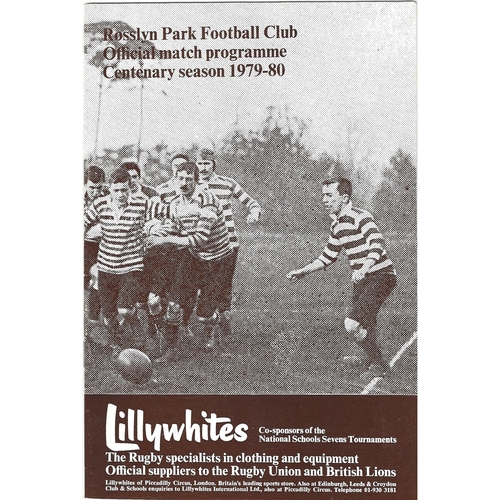 Rosslyn Park Home Rugby Union Programmes