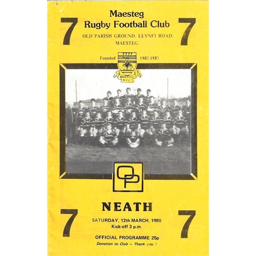 Maesteg Home Rugby Union Programmes
