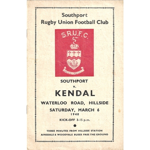 1947/48 Southport v Kendal Rugby Union Programme