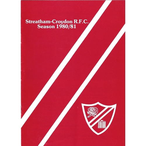 Streatham-Croydon Home Rugby Union Programmes