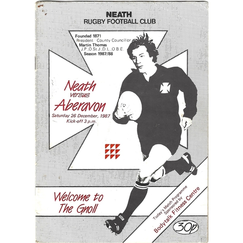 1987/88 Neath v Aberavon Rugby Union Programme
