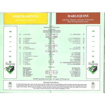 1991 Harlequins v Northampton Pilkington Cup Final Rugby Union Programme