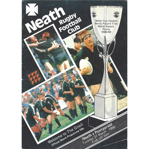 1989/90 Neath v Pontypridd Rugby Union Programme