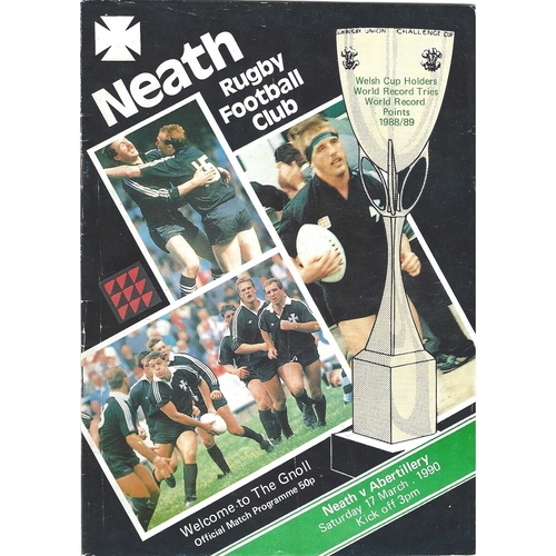 1989/90 Neath v Abertillery Rugby Union Programme