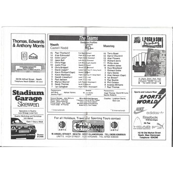 1990/91 Neath v Maesteg Rugby Union Programme