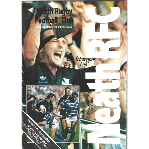 1990/91 Neath v Newport WRU Schweppes Cup 5th Round Rugby Union Programme