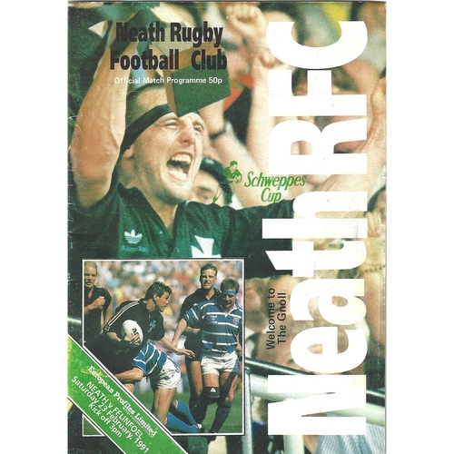 1990/91 Neath v Felinfoel WRU Schweppes Cup 6th Round Rugby Union Programme