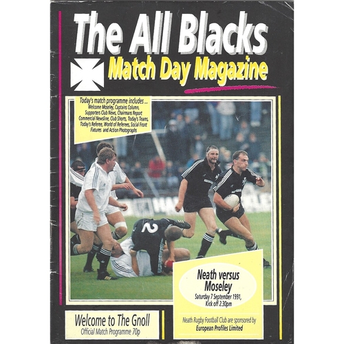 1991/92 Neath v Moseley Rugby Union Programme
