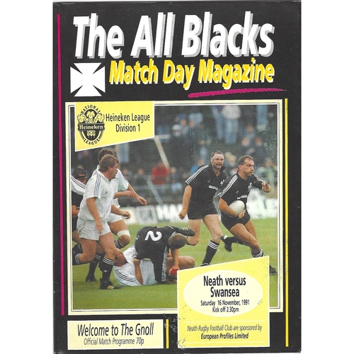 1991/92 Neath v Swansea Rugby Union Programme