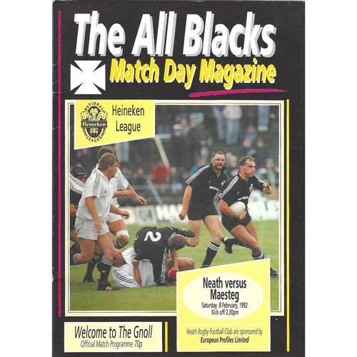 1991/92 Neath v Maesteg Rugby Union Programme