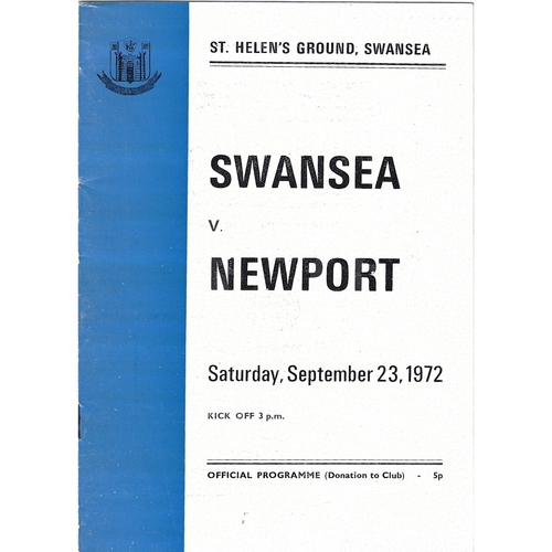 Newport Away Rugby Union Programmes