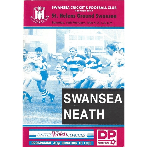 1989/90 Swansea v Neath Rugby Union programme