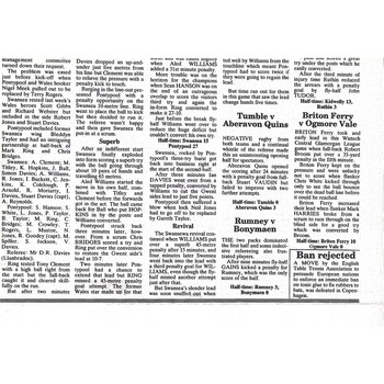 1992/93 Swansea v Pontypool Rugby Union Programme