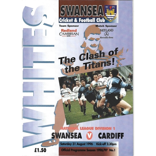 1996/97 Swansea v Cardiff Rugby Union Programme