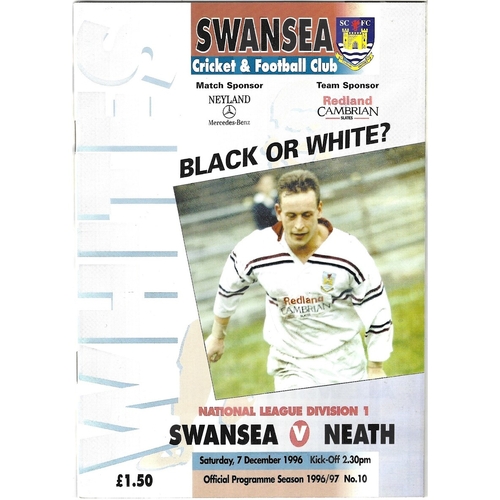 1996/97 Swansea v Neath Rugby Union Programme