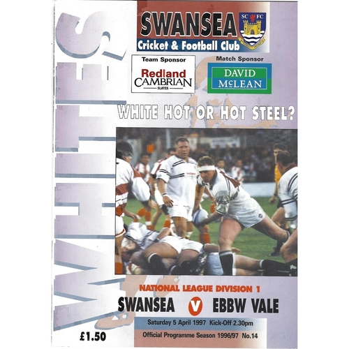 Ebbw Vale Away Rugby Union Programmes