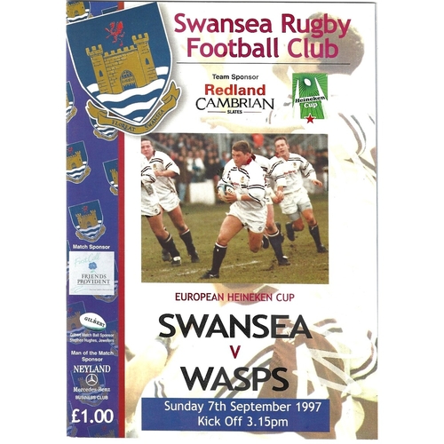 1997/98 Swansea v Wasps Rugby Union Programme