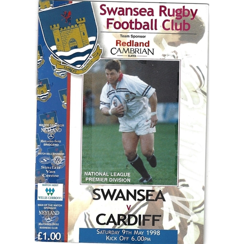 1997/98 Swansea v Cardiff Rugby Union Programme