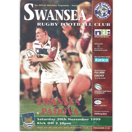 1999/00 Swansea v Padova Heineken Cup Rugby Union Programme