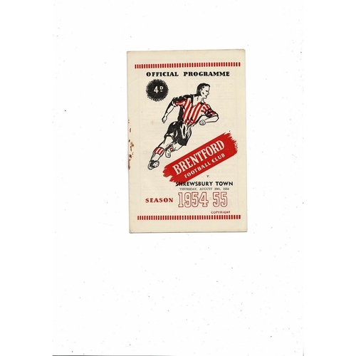1954/55 Brentford v Shrewsbury Town Football Programme