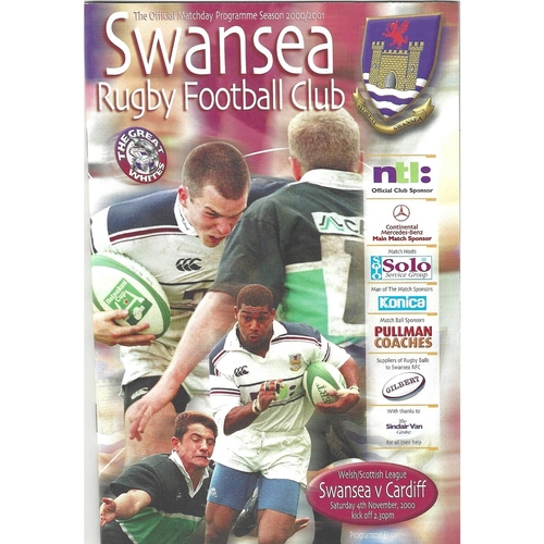 2000/01 Swansea v Cardiff Rugby Union Programme
