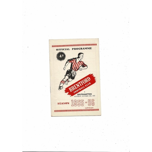 1955/56 Brentford v Southampton Football Programme. Autographed