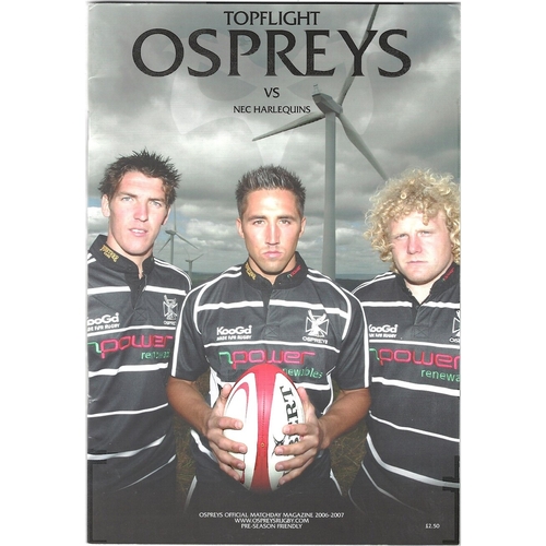 2006/07 Ospreys v NEC Harlequins Rugby Union Programme