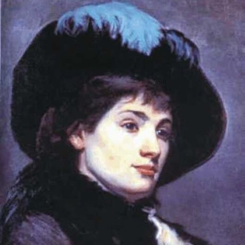 Young Lady Wearing a Hat with a Blue Feather