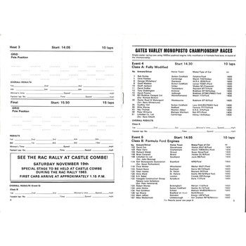 1983 Castle Combe Finals Day Races (08/10/1983) motor racing programme