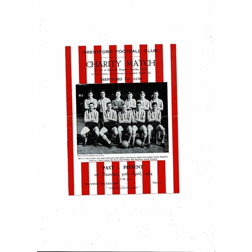 Brentford Past v Present Charity Match Football Programme 1963/64