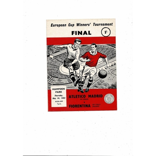 1962 Athletico Madrid v Florentina European Cup Winners Cup Final Programme