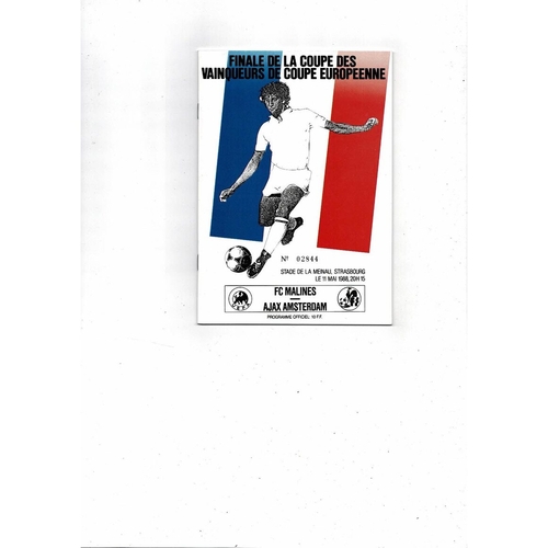 European Cup Winners Cup Final Football Programmes
