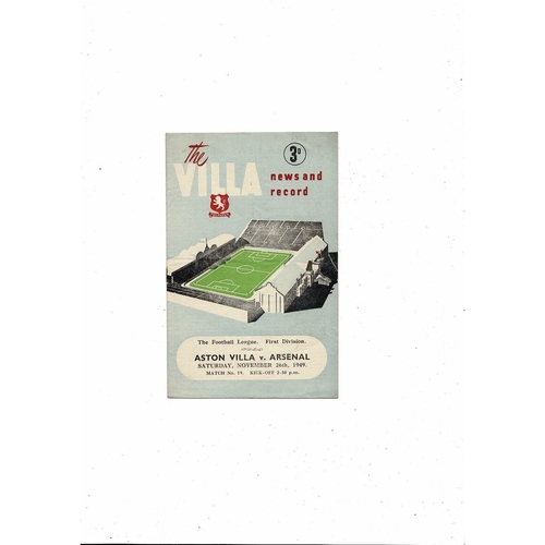 1949/50 Aston Villa v Arsenal Football Programme