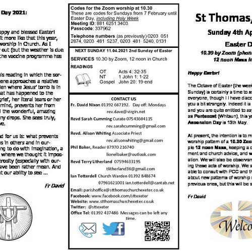 Pew Sheet | The Parish of St Thomas, Exeter