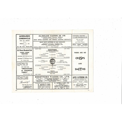 1957/58 Brentford v Gillingham Football Programme