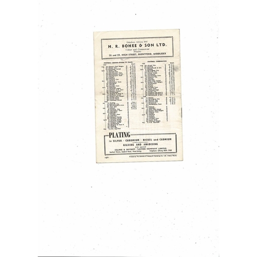 1957/58 Brentford v Shrewsbury Town Football Programme