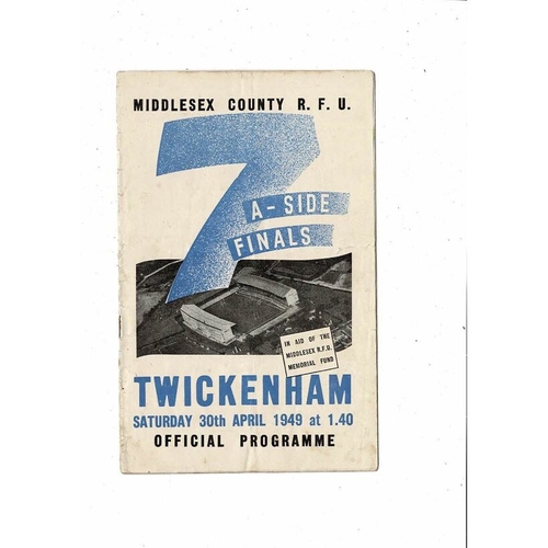 1949 Middlesex Sevens Rugby Union Programme
