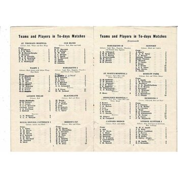1949 Middlesex Sevens Rugby Union Programme