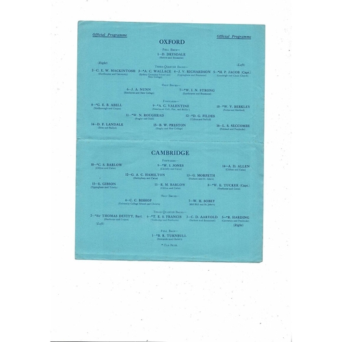 1925 Oxford v Cambridge Varsity Match Rugby Union Programme